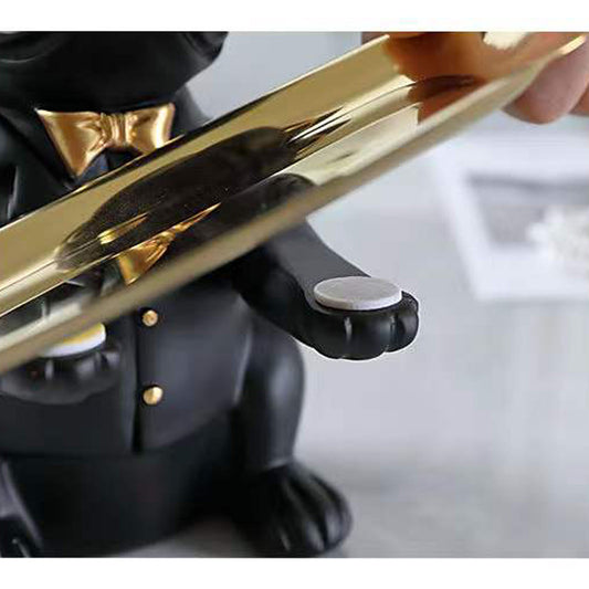 French Bulldog Statue with Tray – Cute Dog Sculpture Home Decor in Black or Brown, Decorative Bulldog Accessory Gift for Entryway, Living Room, Office |The Trendora Vault|