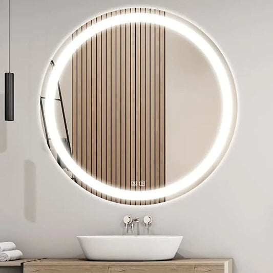 Round LED Bathroom Vanity Mirror with Dimmable Light – Wall-Mounted Makeup Mirror with Touch Control & Adjustable Brightness |The Trendora Vault|