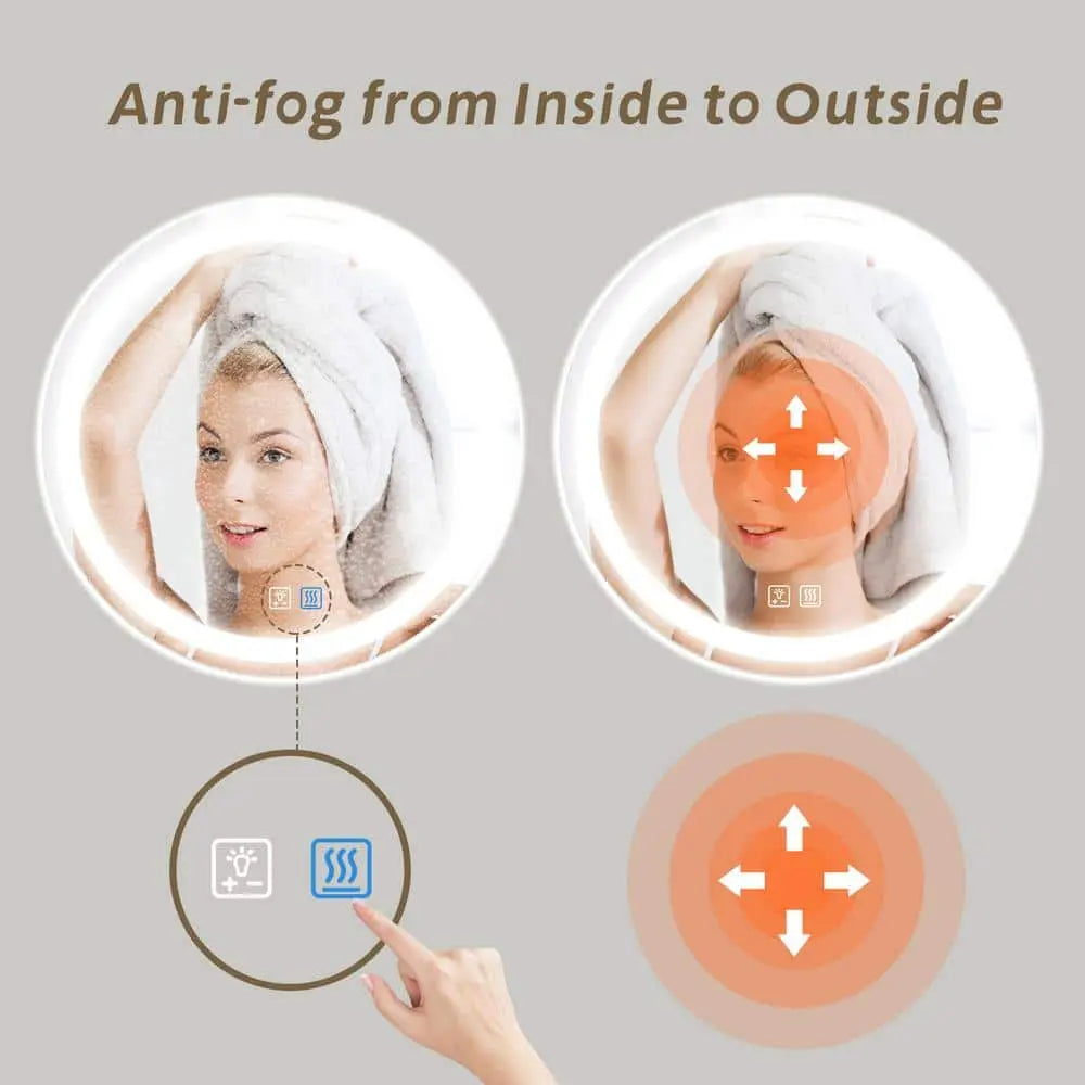 Round LED Bathroom Vanity Mirror with Dimmable Light – Wall-Mounted Makeup Mirror with Touch Control & Adjustable Brightness |The Trendora Vault|