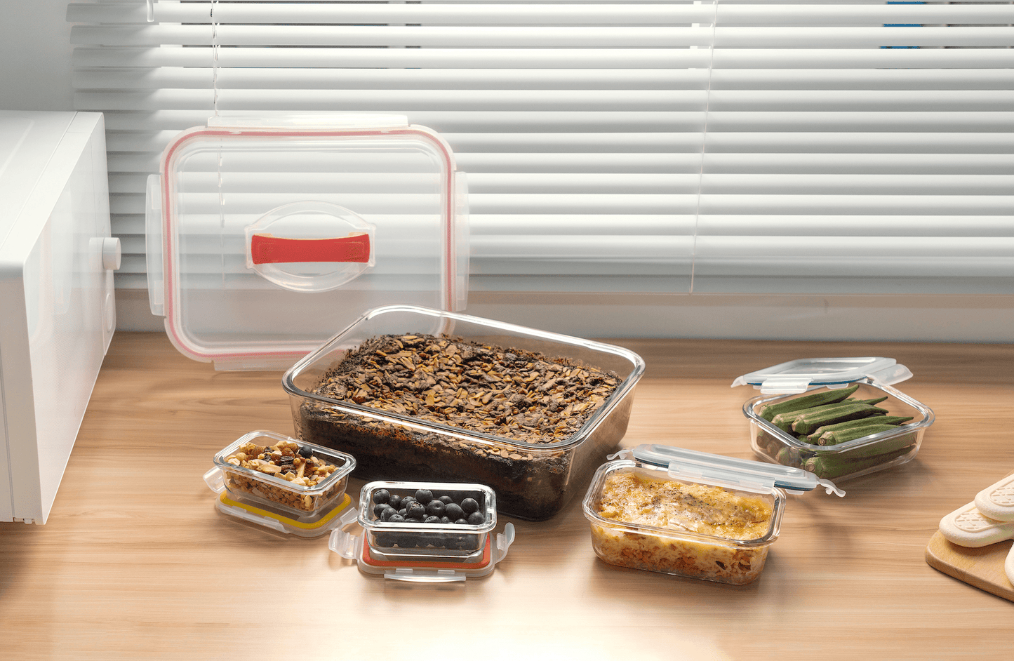 Bake & Carry Glass Baking Dish Set with Lids – Oven, Microwave & Freezer Safe, Portable Glass Cookware for Baking, Storing & Transporting Food |The Trendora Vault|