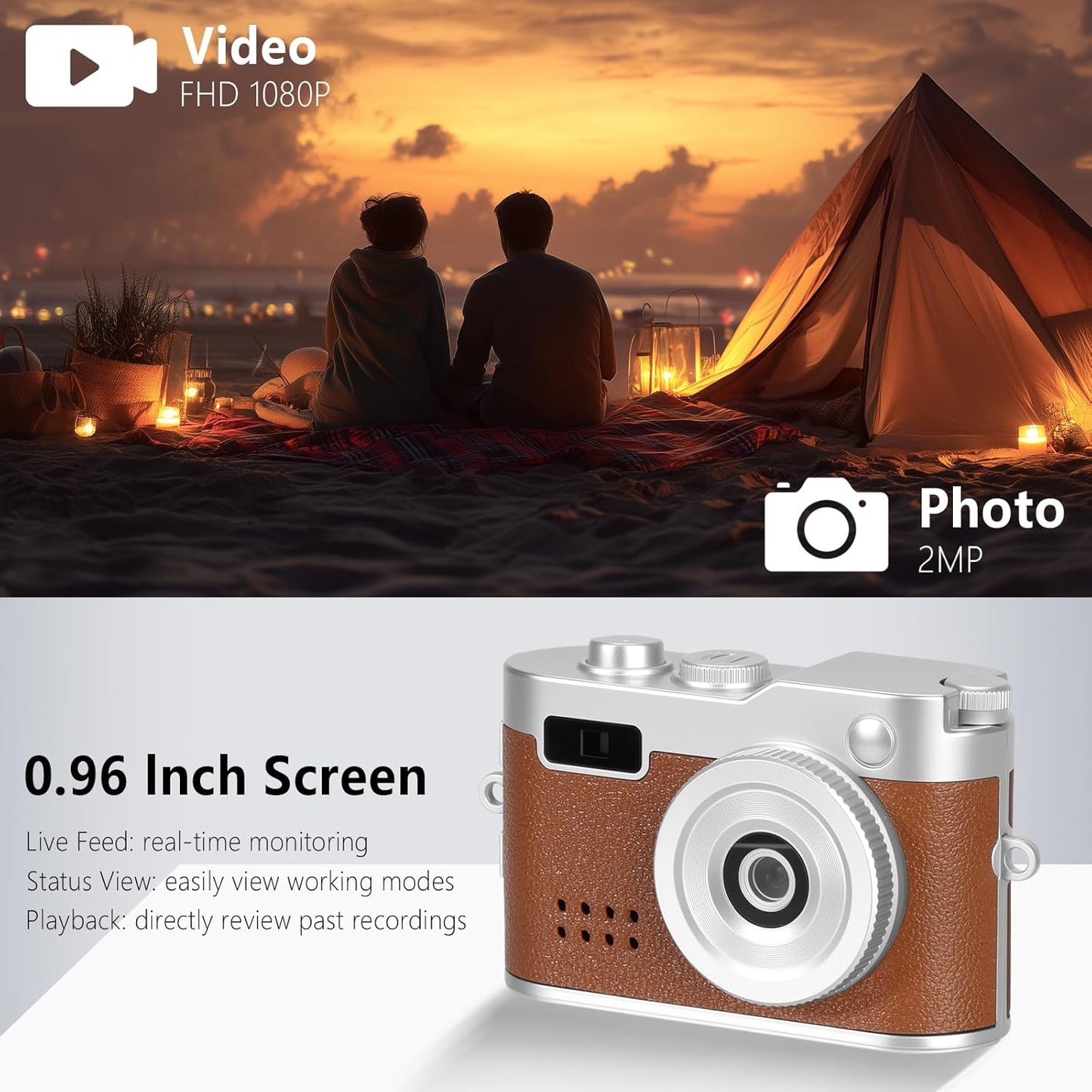 Mini Digital Camera with 32GB Card–Y2K-Style FHD 1080P Mini Retro Camera with Charging Base & Keychain Cameras Design. 1.4" LCD Screen,Vintage Cameras Ultra-Compact,Kids Camera Toys. (Brown) |The Trendora Vault|