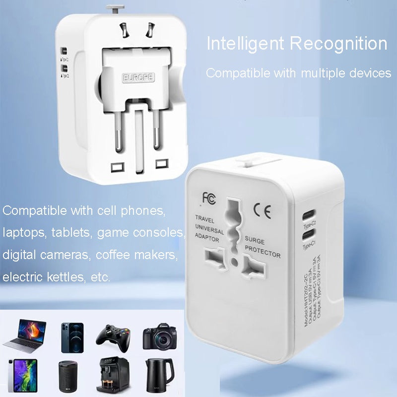 Universal Travel Adapter – Worldwide All-in-One Plug with 3 USB Ports, Compact & Portable Charger for International Travel - |The Trendora Vault|