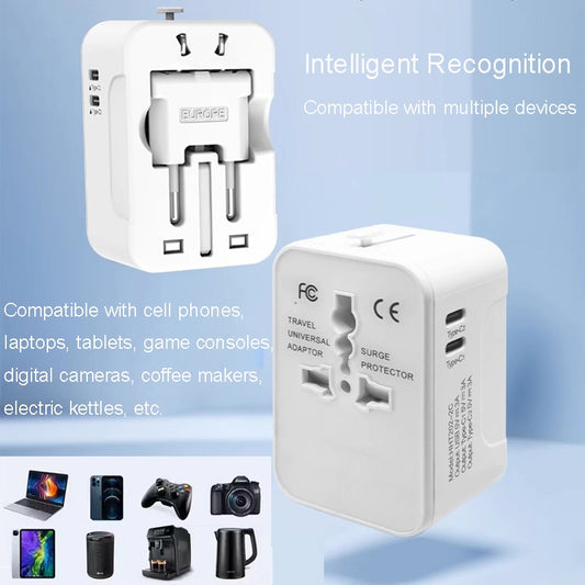 Universal Travel Adapter – Worldwide All-in-One Plug with 3 USB Ports, Compact & Portable Charger for International Travel - |The Trendora Vault|