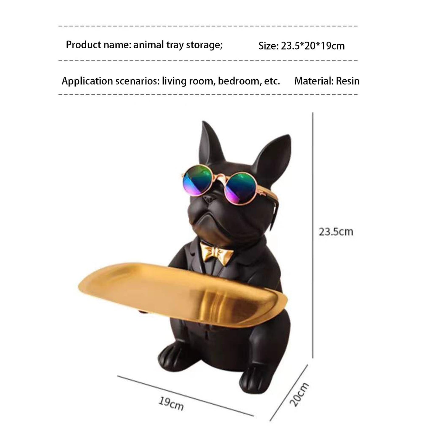 French Bulldog Statue with Tray – Cute Dog Sculpture Home Decor in Black or Brown, Decorative Bulldog Accessory Gift for Entryway, Living Room, Office |The Trendora Vault|