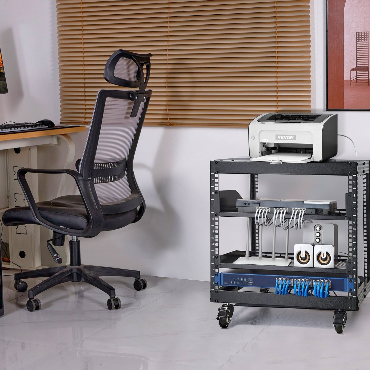 VEVOR 9U 4-Post Open Frame Server Rack – Adjustable Network Equipment Rack Enclosure for Servers, Routers & AV Gear |The Trendora Vault|