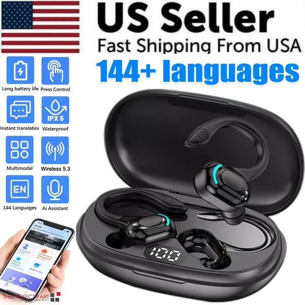 Translator Earbuds with 144 Languages, Real-Time Online & Offline Translation Earphones, Bluetooth Wireless Smart Language Translator for Travel & Business |The Trendora Vault|