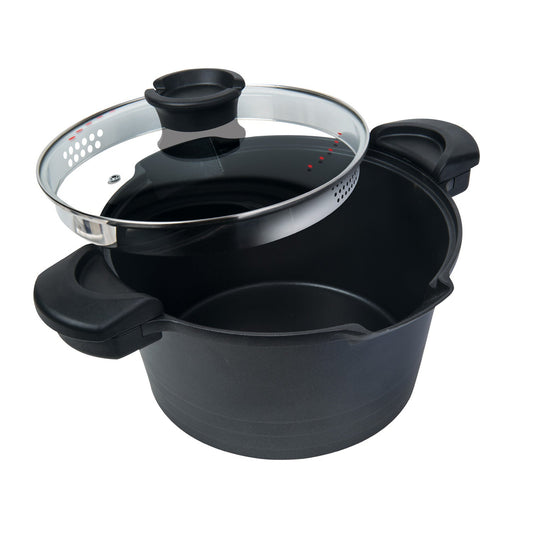 MASTERPAN 5QT Nonstick Stock & Pasta Pot9-Inch (23cm) Pot with Glass Lid & Built-in Strainer, Non-Stick Cookware for Boiling, Simmering & One-Pot Meals |The Trendora Vault|