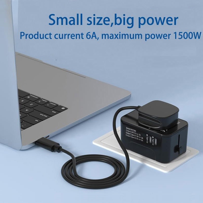 Universal Travel Adapter – Worldwide All-in-One Plug with 3 USB Ports, Compact & Portable Charger for International Travel - |The Trendora Vault|