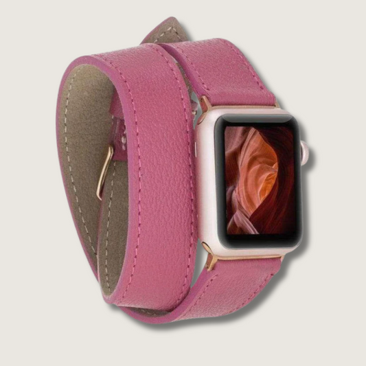 Luxury Double Wrap Dark Pink Leather Apple Watch Band – San Diego Edition |The Trendora Vault|