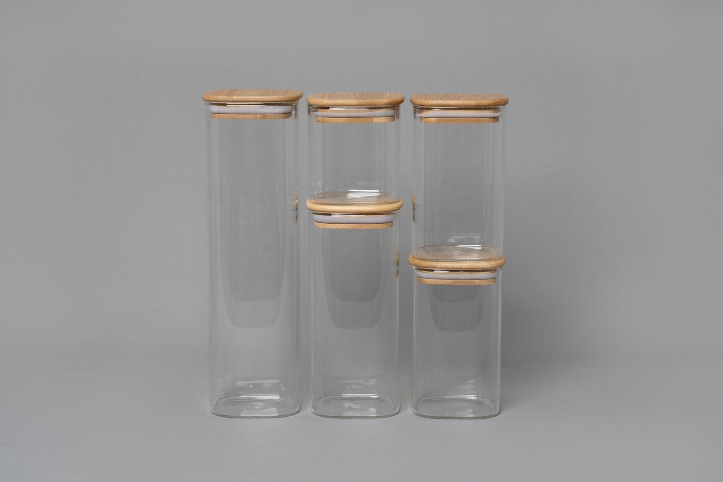 Glass Canister Set with Airtight Bamboo Lids – Clear Storage Jars for Kitchen Pantry, Coffee, Sugar, Flour, Tea & Spices |The Trendora Vault|