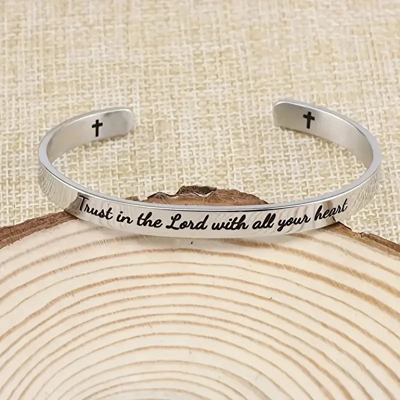 4PCS Stainless Steel Bible Verse Bracelets – Adjustable Christian Faith Religious Jewelry Set for Women |The Trendora Vault|
