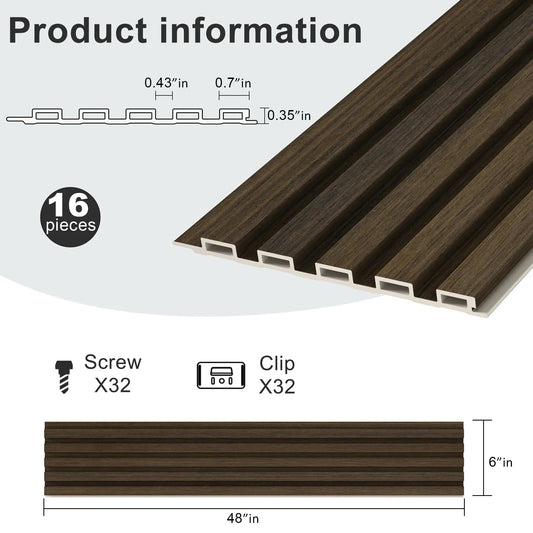 Hausvita 48 x 6 inch WPC Slat Wall Panel (16 Pack) |The Trendora Vault|