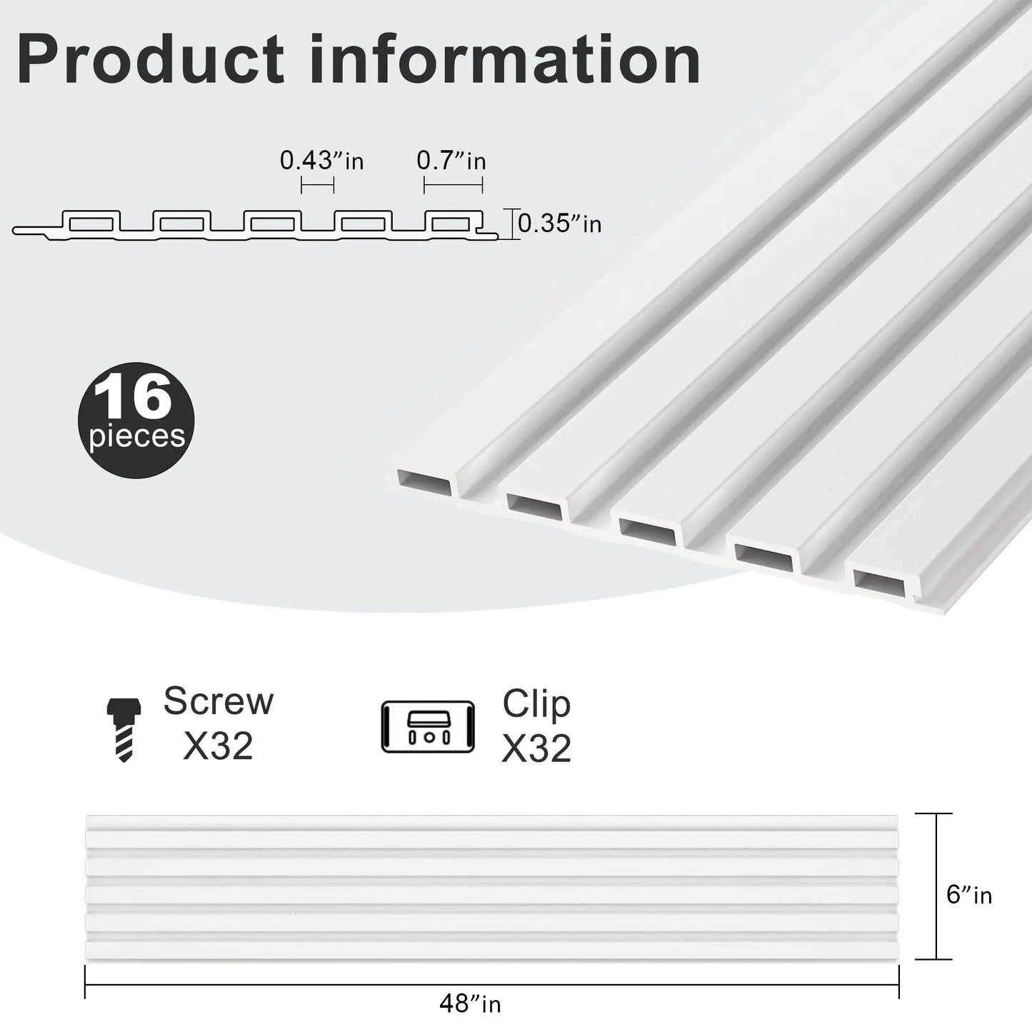 Hausvita 48 x 6 inch WPC Slat Wall Panel (16 Pack) |The Trendora Vault|