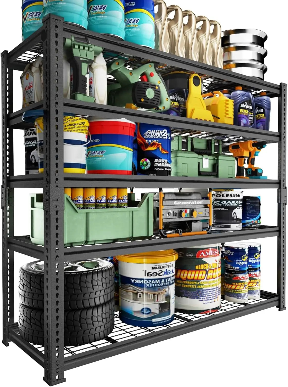 Hausvita 5-Tier Heavy Duty Storage Shelves – 48"x18"x72" Metal Wire Shelving Unit, Adjustable Garage Rack Holds 2000LBS for Pantry, Kitchen, Basement, Warehouse |The Trendora Vault|