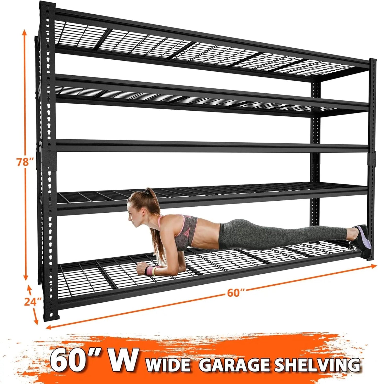 Hausvita 5-Tier Heavy Duty Storage Shelves – 48"x18"x72" Metal Wire Shelving Unit, Adjustable Garage Rack Holds 2000LBS for Pantry, Kitchen, Basement, Warehouse |The Trendora Vault|