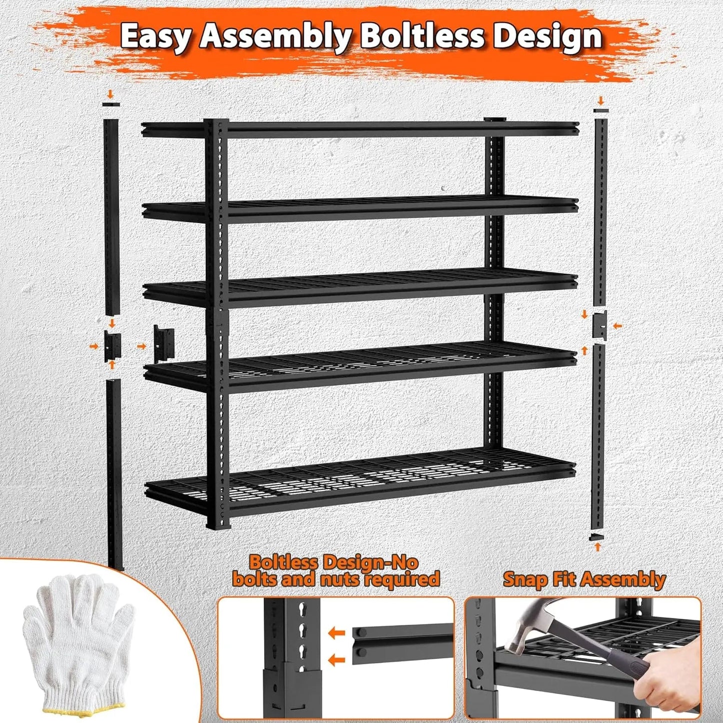 Hausvita 5-Tier Heavy Duty Storage Shelves – 48"x18"x72" Metal Wire Shelving Unit, Adjustable Garage Rack Holds 2000LBS for Pantry, Kitchen, Basement, Warehouse |The Trendora Vault|