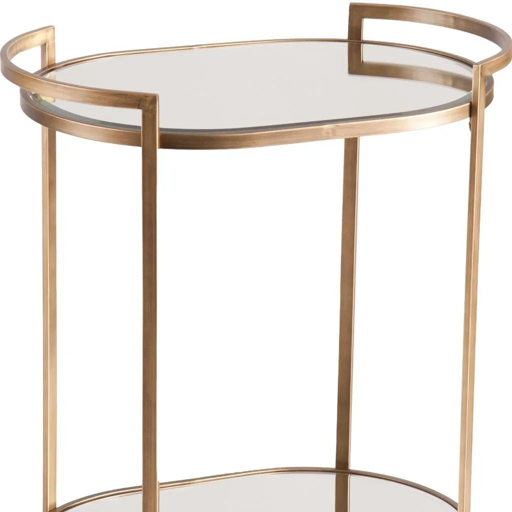 HMS Gold & Silver Metal Bar Cart – Modern Mirrored Glass Serving Cart for Home Decor, Kitchen, or Dining Room |The Trendora Vault|