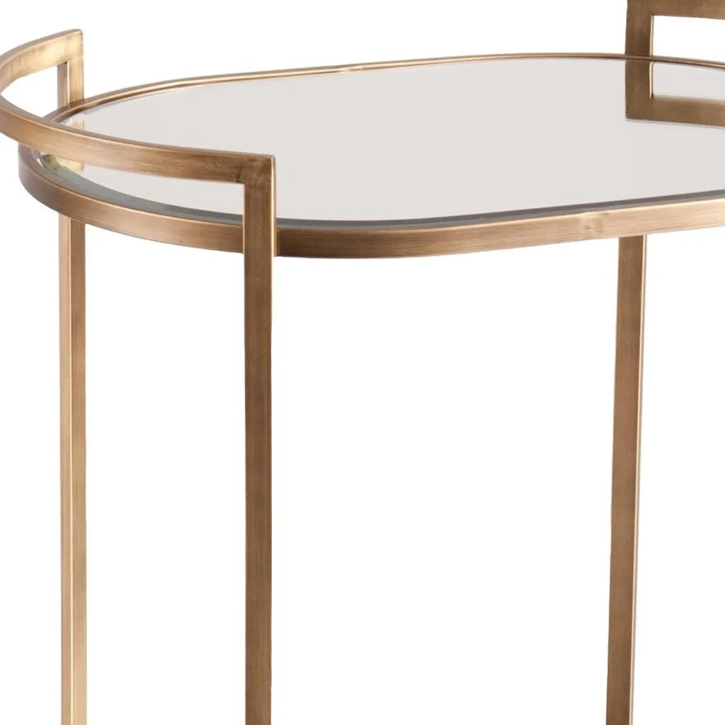 HMS Gold & Silver Metal Bar Cart – Modern Mirrored Glass Serving Cart for Home Decor, Kitchen, or Dining Room |The Trendora Vault|