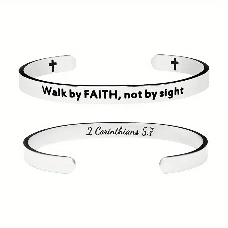 4PCS Stainless Steel Bible Verse Bracelets – Adjustable Christian Faith Religious Jewelry Set for Women |The Trendora Vault|