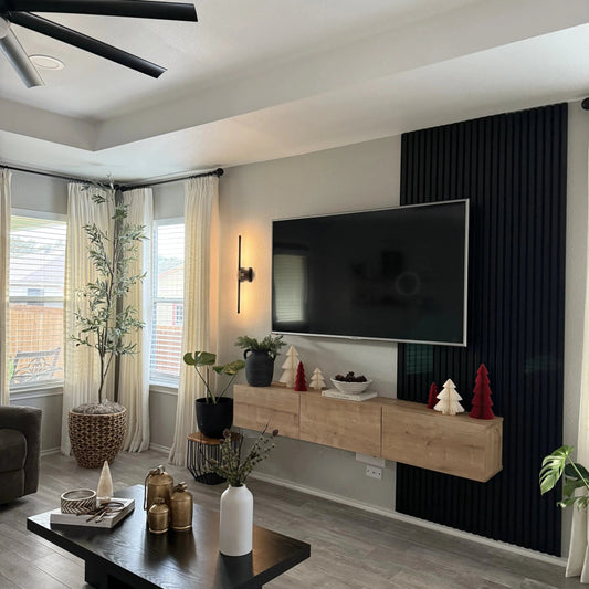 Luxury Black Acoustic Solid Wood Wall Panels |2 Panels Per Box| |The Trendora Vault|