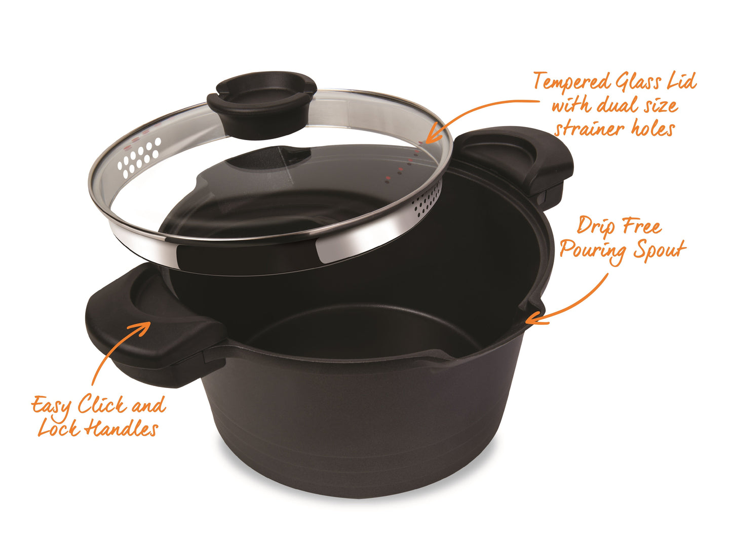 MASTERPAN 5QT Nonstick Stock & Pasta Pot9-Inch (23cm) Pot with Glass Lid & Built-in Strainer, Non-Stick Cookware for Boiling, Simmering & One-Pot Meals |The Trendora Vault|