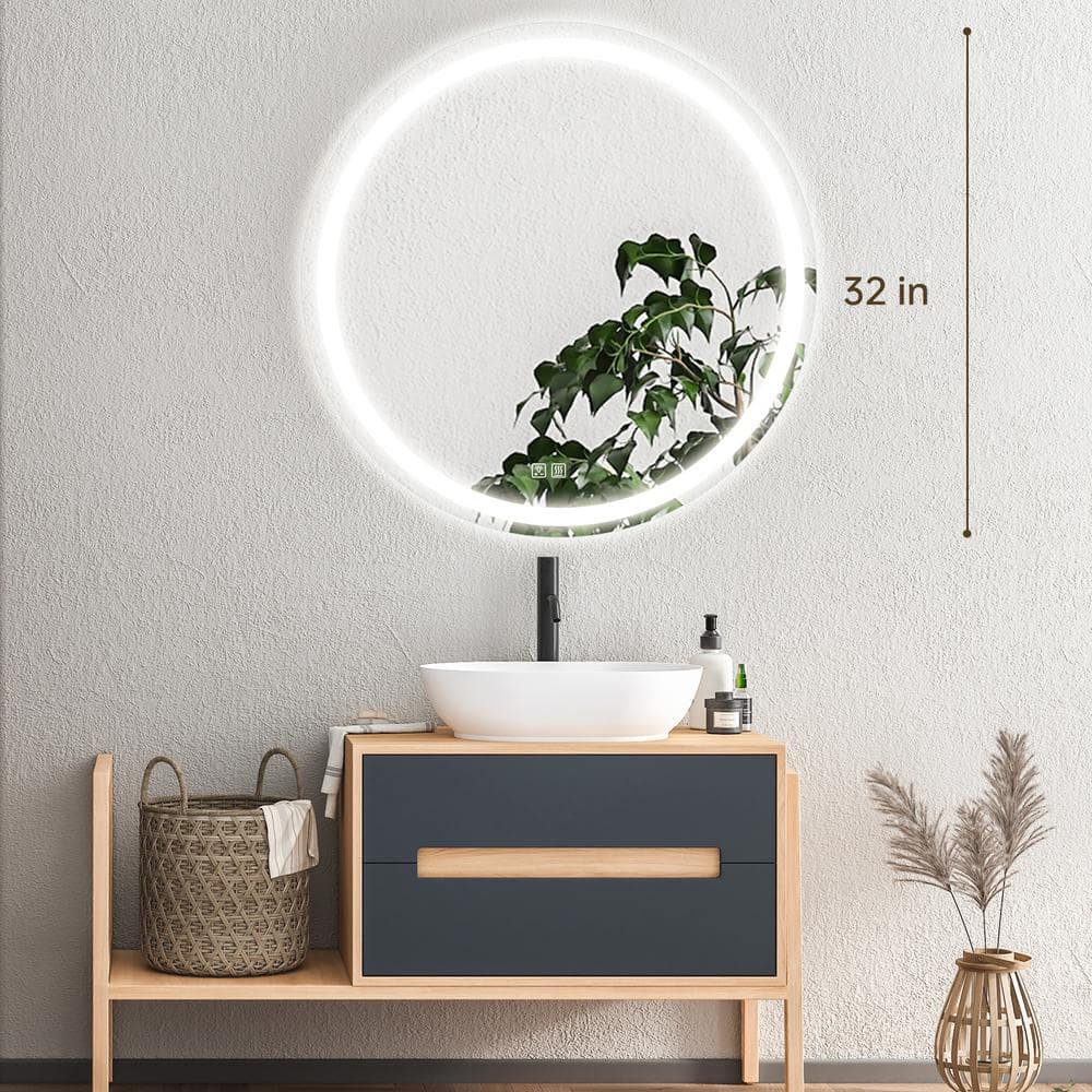 Round LED Bathroom Vanity Mirror with Dimmable Light – Wall-Mounted Makeup Mirror with Touch Control & Adjustable Brightness |The Trendora Vault|