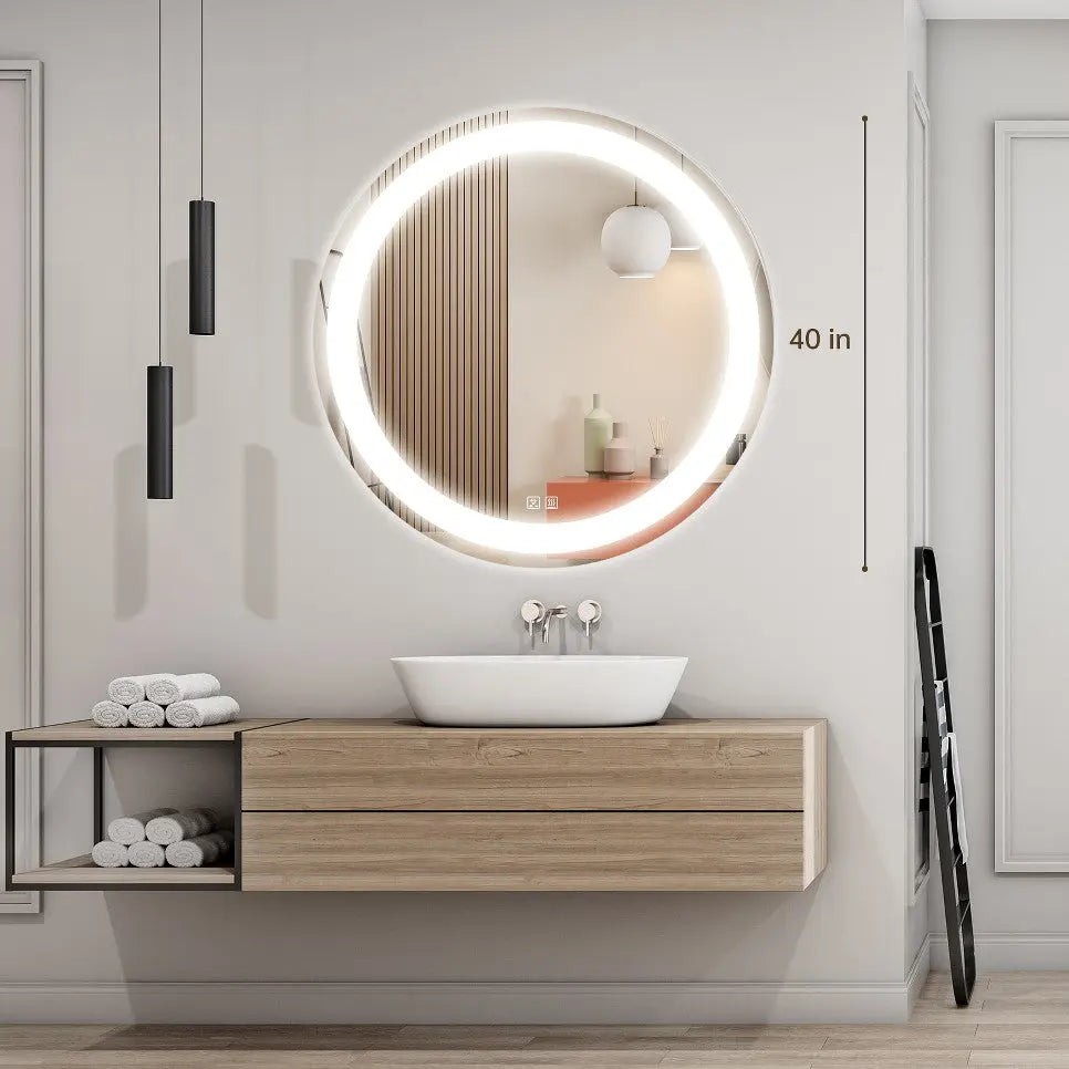 Round LED Bathroom Vanity Mirror with Dimmable Light – Wall-Mounted Makeup Mirror with Touch Control & Adjustable Brightness |The Trendora Vault|