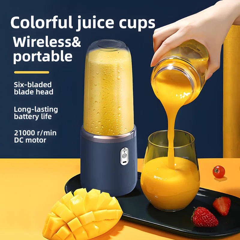 2-in-1 USB Portable Blender & Juicer – Rechargeable, Cordless Mini Smoothie Maker with 6 Blades, Double Cups, BPA-Free, Easy Clean, High-Speed Compact Design |The Trendora Vault|