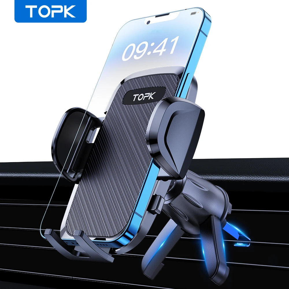 TOPK D36S Universal Car Phone Holder – 360° Rotation Air Vent Mount with One-Hand Operation for 4.5-6.7 Inch Smartphones |The Trendora Vault|