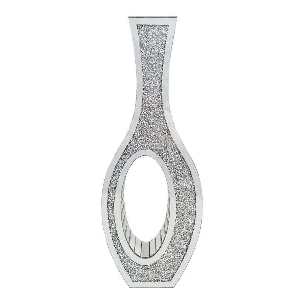 Tall Silver Mirrored Floor Vase – Decorative Crystal Crush Diamond Design for Living Room, Entryway, or Event Centerpieces |The Trendora Vault|