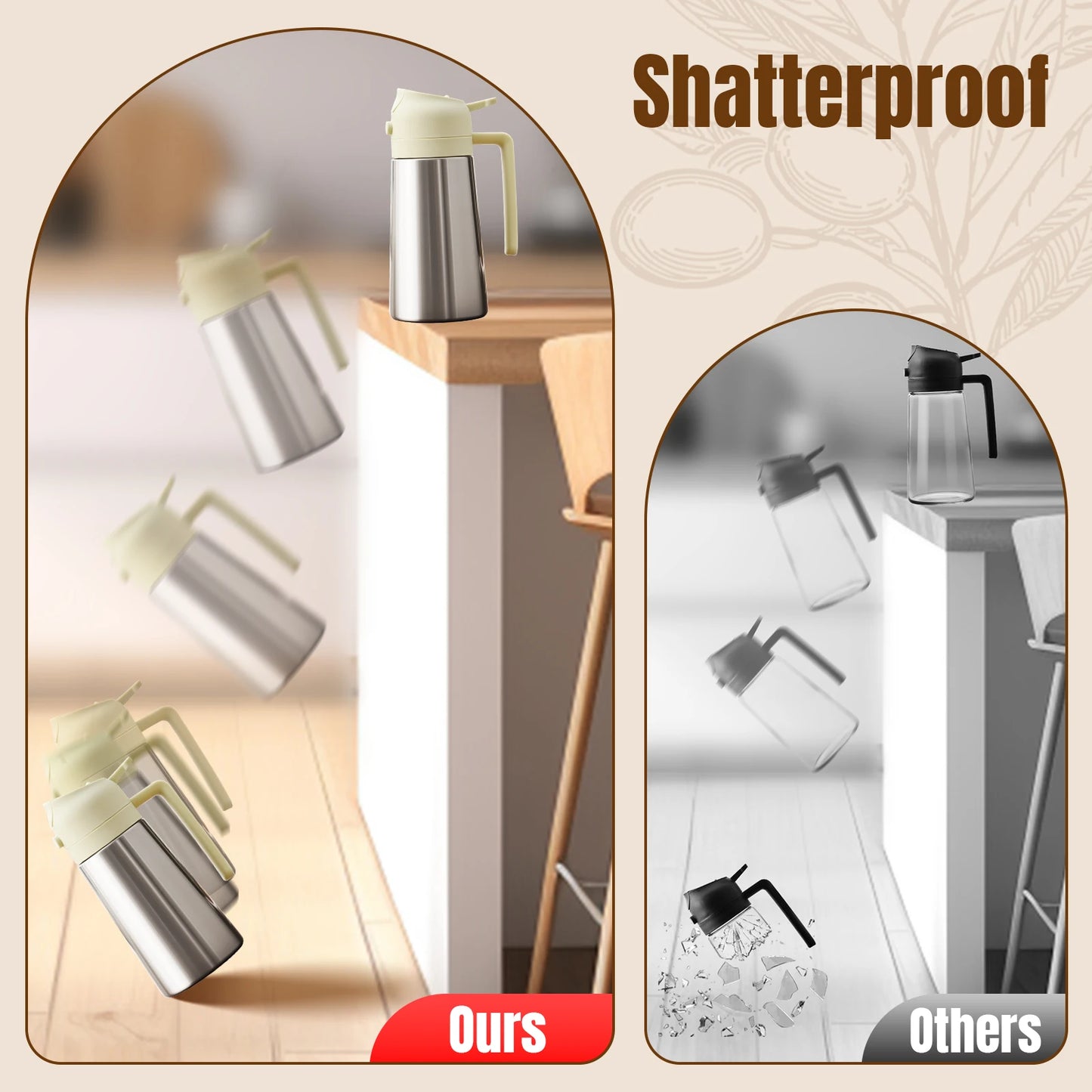 16oz Olive Oil Sprayer & Dispenser – 2-in-1 Glass Oil Bottle for Cooking with Measurement Stickers, Refillable Kitchen Gadget (470ml)|The Trendora Vault|