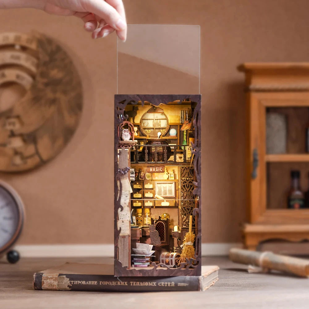 CUTEBEE DIY Book Nook Kit – 3D Wooden Miniature Dollhouse Puzzle with Light, Count Cat’s Study Model for Adults & Kids |The Trendora Vault|