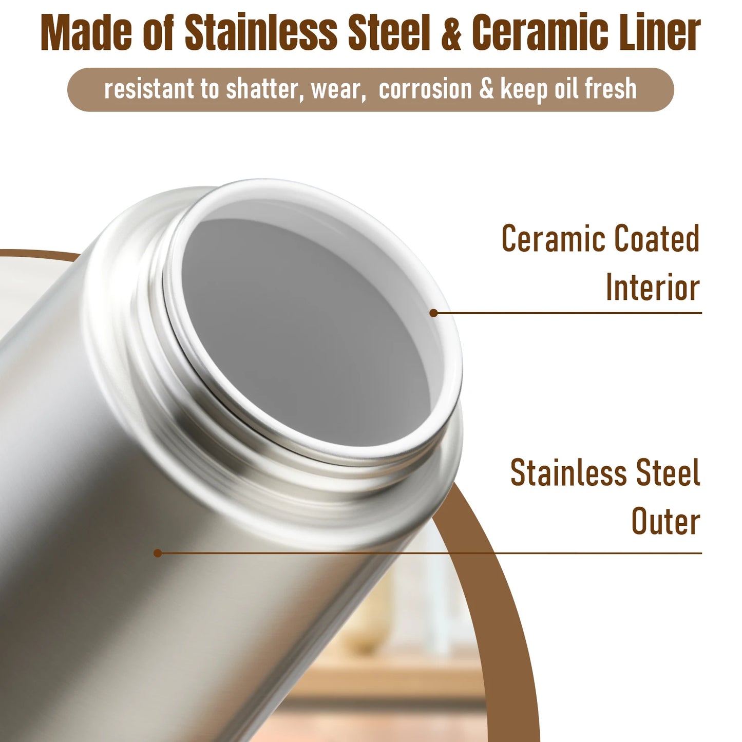 16oz Olive Oil Sprayer & Dispenser – 2-in-1 Glass Oil Bottle for Cooking with Measurement Stickers, Refillable Kitchen Gadget (470ml)|The Trendora Vault|