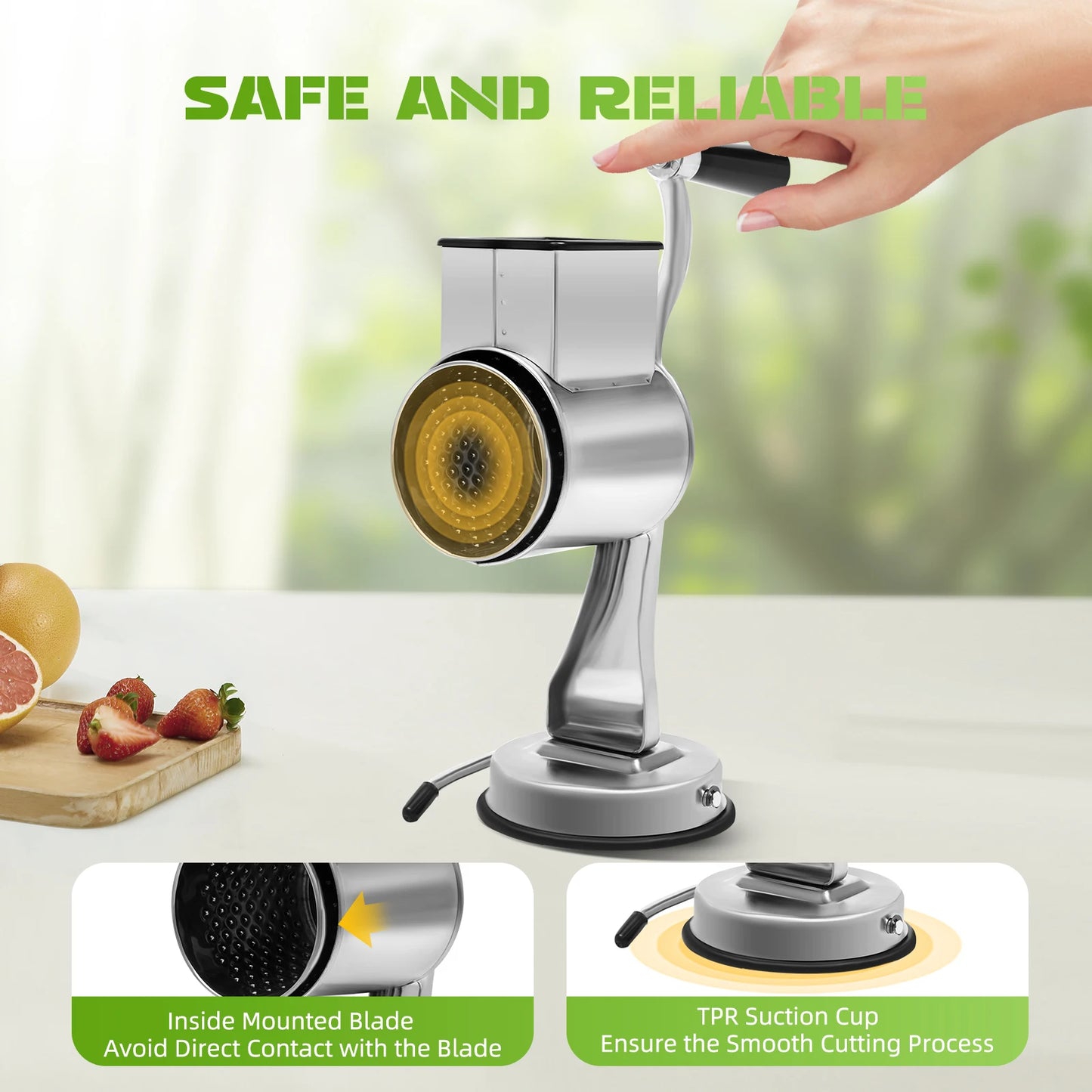 Rotary Grater W/5 Blades Stainless Steel Manual Grinder Vegetable Slicer Peanut Nuts Grinder Cheese Vegetable Shredder