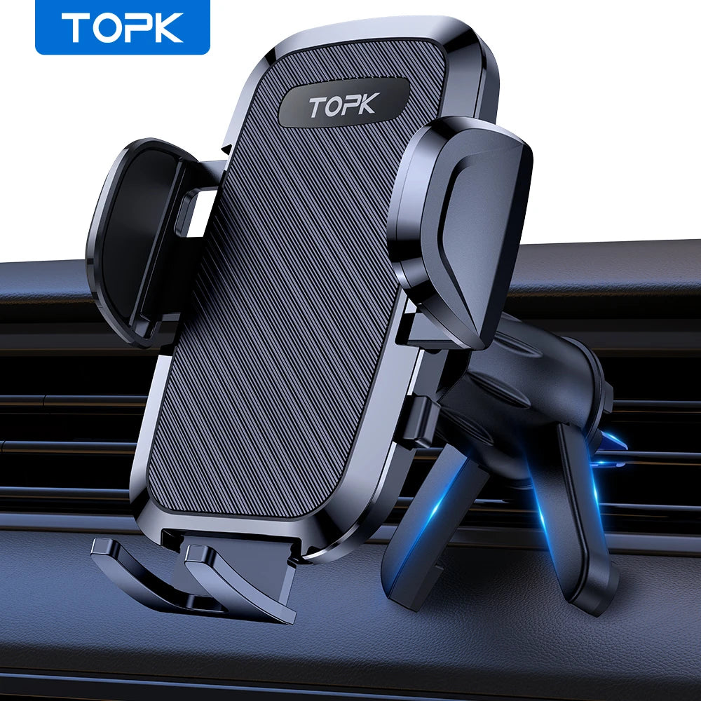 TOPK D36S Universal Car Phone Holder – 360° Rotation Air Vent Mount with One-Hand Operation for 4.5-6.7 Inch Smartphones |The Trendora Vault|