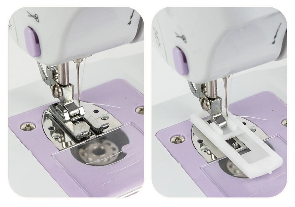 Portable Mini Electric Sewing Machine for Beginners 12 Stitches Foot Pedal Night Light Speed Control for DIY Home Sewing Mending I The Trenodora Vault|