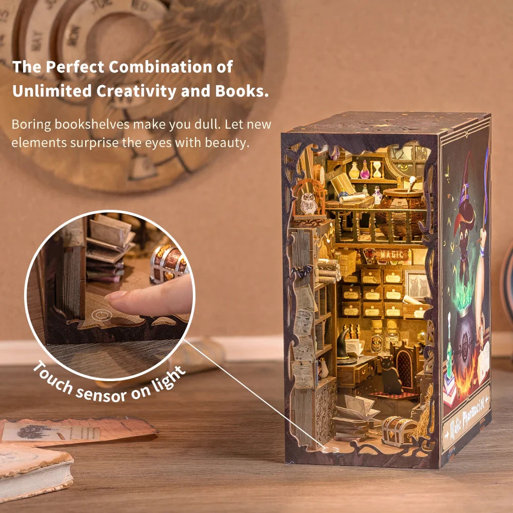 CUTEBEE DIY Book Nook Kit – 3D Wooden Miniature Dollhouse Puzzle with Light, Count Cat’s Study Model for Adults & Kids |The Trendora Vault|