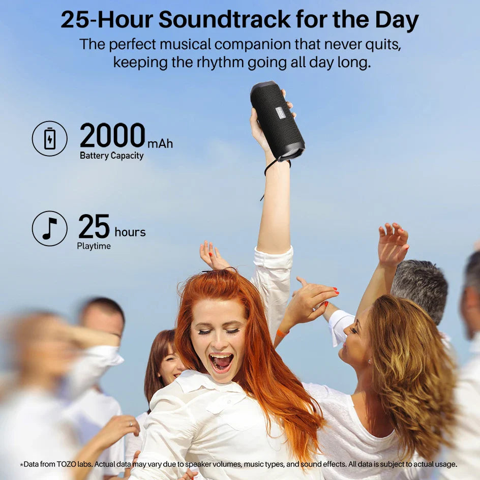 TOZO PA2 Bluetooth Speaker – Dual Drivers & Dual Bass Diaphragms, IPX8 Waterproof, 25H Playtime, Portable Wireless Speaker with TOZO App EQ Modes |The Trendora Vault|