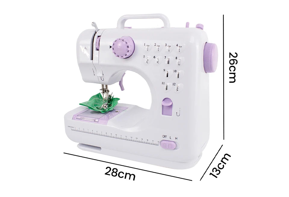 Portable Mini Electric Sewing Machine for Beginners 12 Stitches Foot Pedal Night Light Speed Control for DIY Home Sewing Mending I The Trenodora Vault|