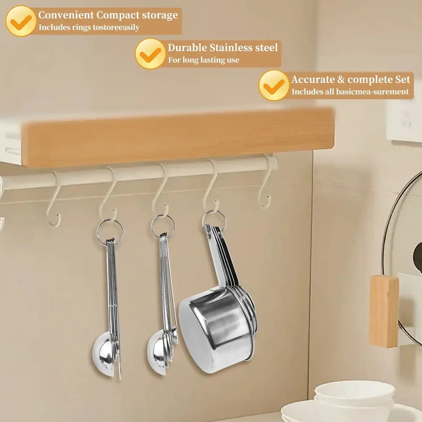 18-Piece Stainless Steel Measuring Cups and Spoons Set – Heavy-Duty Kitchen Measuring Tools with Leveler for Cooking & Baking |The Trendora Vault|