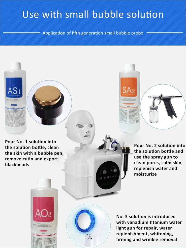 3pcs Hydra Aqua Peel Solution Set (AS1, SA2, AO3) – 1200ML Facial Serum for Beauty Machine Deep Cleaning & Skin Care |The Trendora Vault|