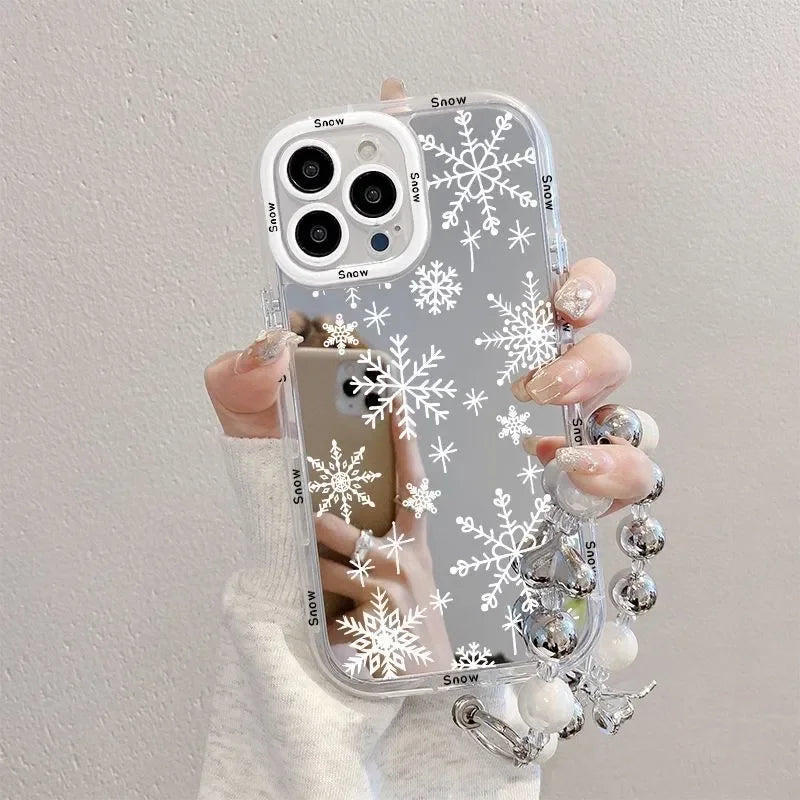 Snowflake iPhone Case with Mirror Frame – Winter Christmas Y2K | The Trendora Vault
