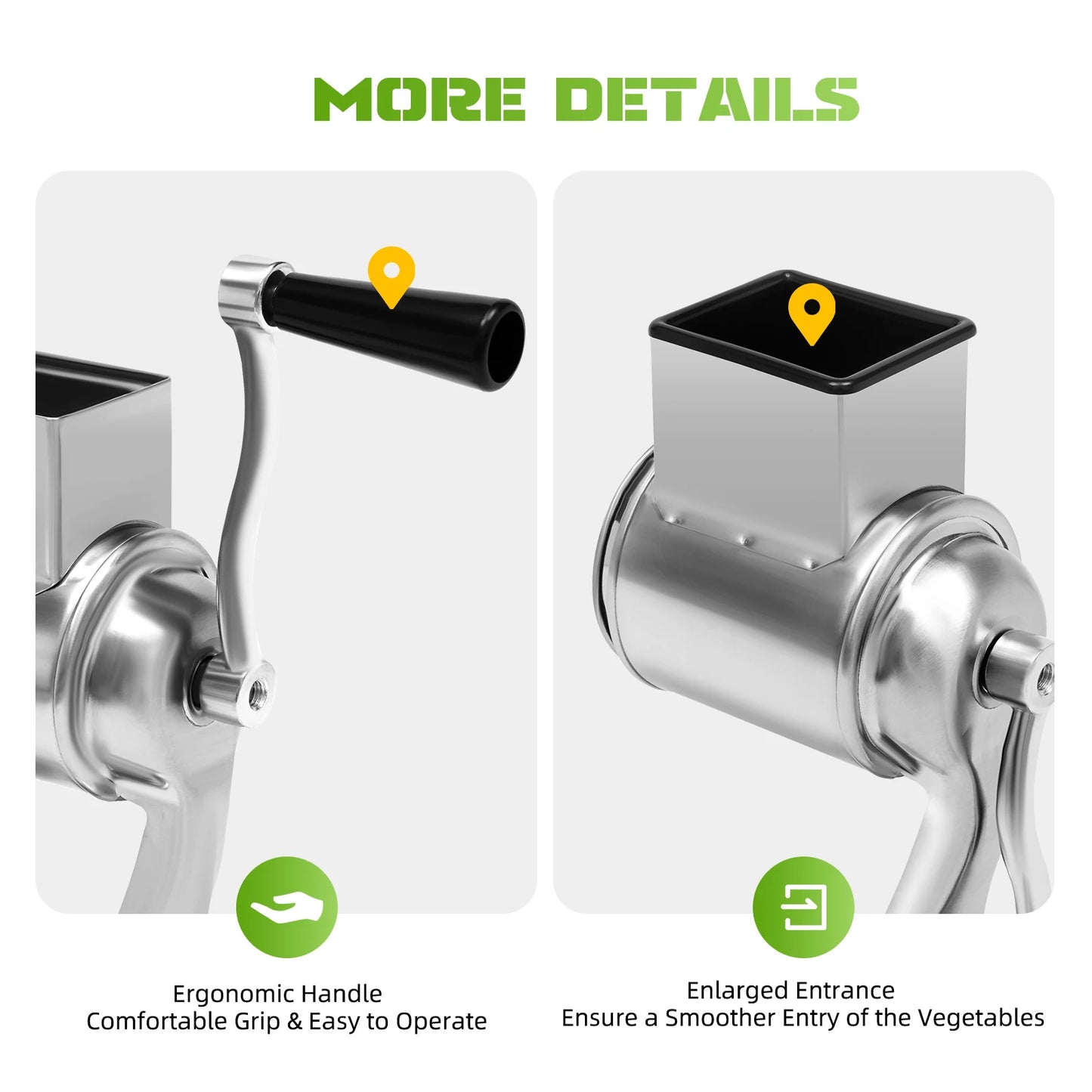 Rotary Grater W/5 Blades Stainless Steel Manual Grinder Vegetable Slicer Peanut Nuts Grinder Cheese Vegetable Shredder