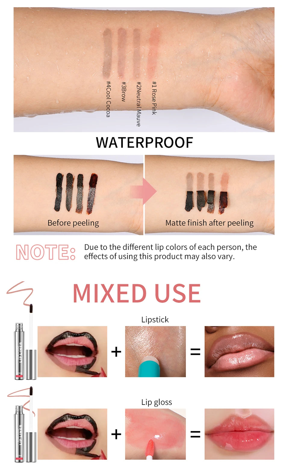 Waterproof Matte Lip Tint – Long Lasting Tear-Off Lip Gloss Stain in Brown, Contour Tint Cosmetic for All-Day Wear |The Trendora Vault|