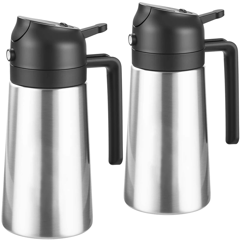 16oz Olive Oil Sprayer & Dispenser – 2-in-1 Glass Oil Bottle for Cooking with Measurement Stickers, Refillable Kitchen Gadget (470ml)|The Trendora Vault|