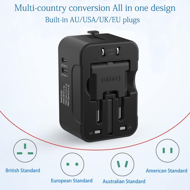 Universal Travel Adapter – Worldwide All-in-One Plug with 3 USB Ports, Compact & Portable Charger for International Travel - |The Trendora Vault|