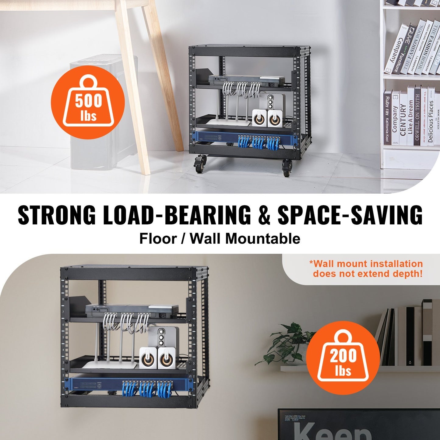 VEVOR 9U 4-Post Open Frame Server Rack – Adjustable Network Equipment Rack Enclosure for Servers, Routers & AV Gear |The Trendora Vault|