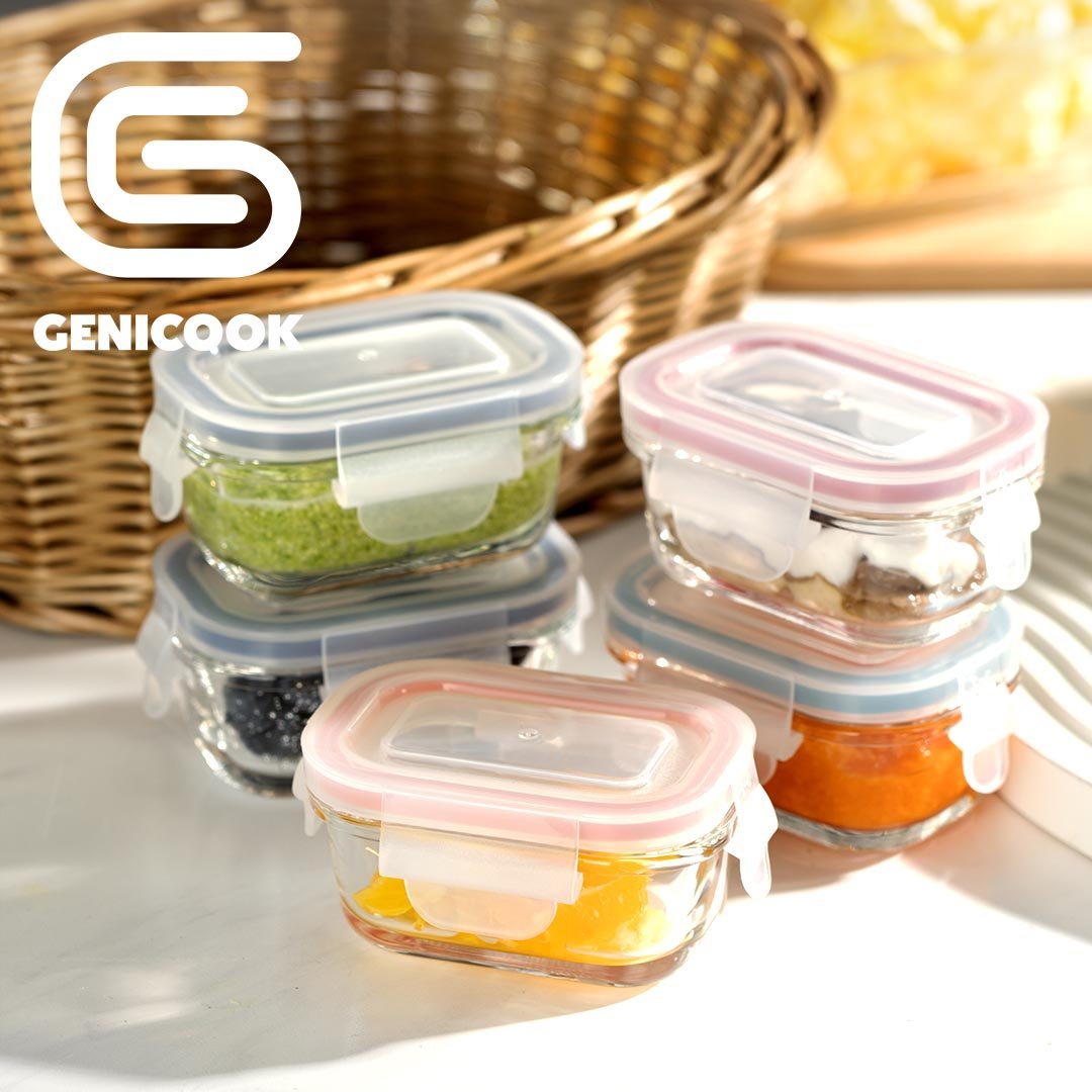 Mini Rectangular Glass Food Storage Container Set – Airtight Meal Prep & Portion Control Boxes with Leakproof Lids |The Trendora Vault|