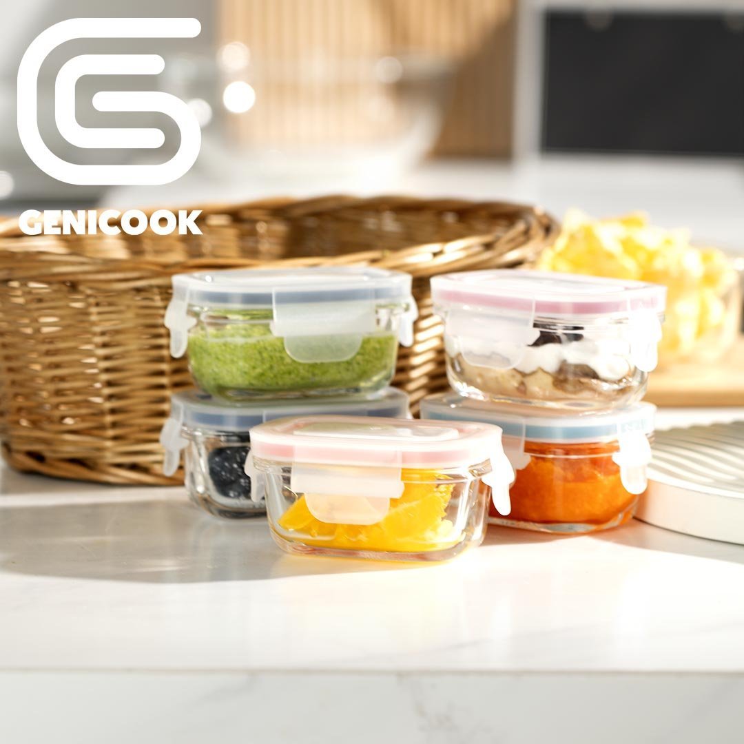 Mini Rectangular Glass Food Storage Container Set – Airtight Meal Prep & Portion Control Boxes with Leakproof Lids |The Trendora Vault|