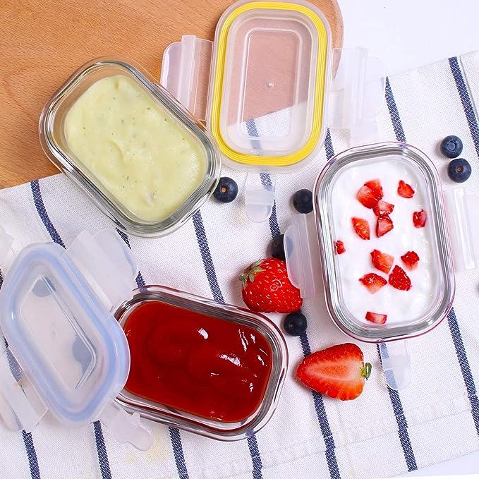 Mini Rectangular Glass Food Storage Container Set – Airtight Meal Prep & Portion Control Boxes with Leakproof Lids |The Trendora Vault|